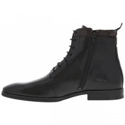 Boots Kost En Cuir Lisse Noir à Talon Décroché Bas Et Lacets Et Zip -Passons à la mode masculine ! 116844 17362ch boots kost en cuir lisse noir a talon decroche bas et lacets et zip 03 600x600