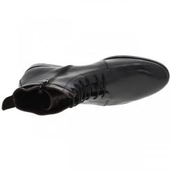 Boots Kost En Cuir Lisse Noir à Talon Décroché Bas Et Lacets Et Zip -Passons à la mode masculine ! 116844 17362ch boots kost en cuir lisse noir a talon decroche bas et lacets et zip 05 600x600