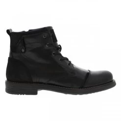 Bottines Orland En Cuir Noires Et à Lacets Et Zip Latéral