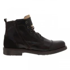 Bottines Orland En Cuir Café Et à Lacets Et Zip Latéral