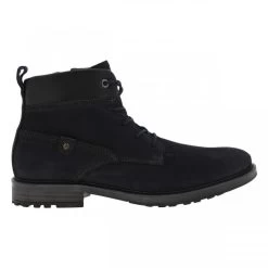 Bottines Redskins En Cuir Bleu Marine Et à Lacets Et Zip Latéral