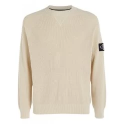 Pull Calvin Klein Coton Avec Manches Longues Et Col Rond écru