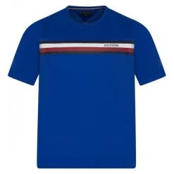 T-shirt Tommy Hilfiger Big & Tall Grande Taille Coton Avec Manches Courtes Et Col Rond Bleu