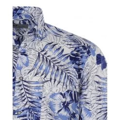 Chemise Bande Originale En Coton Avec Manches Courtes Et Col Américain Bleue Fleurie -Passons à la mode masculine ! 117335 153792vt 153792vt 03 600x600
