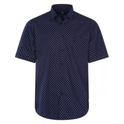 Chemise Bande Originale En Coton Avec Manches Courtes Et Col Français Bleu Marine