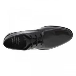 Derbies Bugatti En Cuir Noir à Talon Décroché Bas, Lacet Enduis -Passons à la mode masculine ! 117797 20165ch derbies bugatti en cuir noir a talon decroche bas lacet enduis 05 600x600