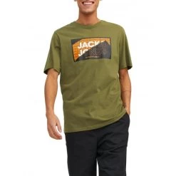 T-shirt Jack & Jones Avec Manches Courtes Et Col Rond Vert Kaki -Passons à la mode masculine ! 118063 153680vt t shirt jack et jones avec manches courtes et col rond vert kaki 04 600x600