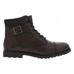 Bottines Bugatti Marron Anthracite à Talon Décroché Bas Et Zip Latéral