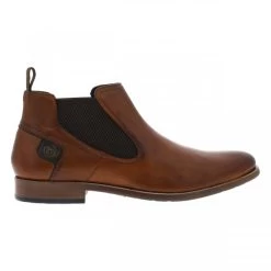 Boots Style Chelsea Bugatti En Cuir Patiné Marron, Soufflet élastiqué