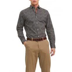 JACK&JONES Premium Chemise Premium En Coton Avec Manches Longues Et Col Italien Bleu Marine Fleurie -Passons à la mode masculine ! 119044 156361vt chemise premium en coton avec manches longues et col italien bleu marine fleurie 07 600x600