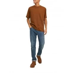 JACK&JONES Premium T-shirt Col Rond Premium En Coton Biologique Avec Manches Courtes Camel -Passons à la mode masculine ! 119073 156339vt t shirt col rond premium en coton biologique avec manches courtes camel 03 600x600