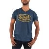T-shirt Von Dutch Coton Avec Manches Courtes Et Col V Marine Délavé -Passons à la mode masculine ! 119530 157062vt t shirt von dutch coton avec manches courtes et col v marine delave 01 600x600