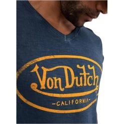 T-shirt Von Dutch Coton Avec Manches Courtes Et Col V Marine Délavé -Passons à la mode masculine ! 119530 157062vt t shirt von dutch coton avec manches courtes et col v marine delave 04 600x600
