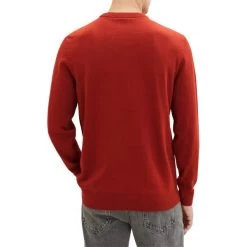 Pull Col Rond Tom Tailor En Coton Avec Manches Longues Rouge Point De Riz -Passons à la mode masculine ! 119661 156849vt pull col rond tom tailor en coton avec manches longues rouge point de riz 02 600x600