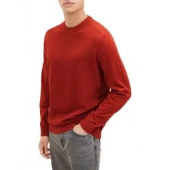 Pull Col Rond Tom Tailor En Coton Avec Manches Longues Rouge Point De Riz -Passons à la mode masculine ! 119661 156849vt pull col rond tom tailor en coton avec manches longues rouge point de riz 03 600x600