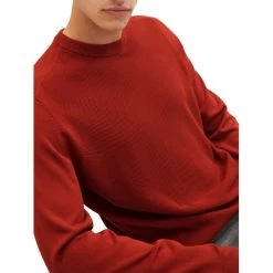 Pull Col Rond Tom Tailor En Coton Avec Manches Longues Rouge Point De Riz -Passons à la mode masculine ! 119661 156849vt pull col rond tom tailor en coton avec manches longues rouge point de riz 05 600x600