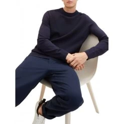 Pull Col Rond Tom Tailor En Coton Avec Manches Longues Bleu Marine Point De Riz -Passons à la mode masculine ! 119663 156847vt pull col rond tom tailor en coton avec manches longues bleu marine point de riz 06 600x600