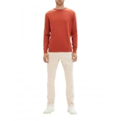 Pull Col Rond Tom Tailor En Coton Avec Manches Longues Brique Maille Piquée -Passons à la mode masculine ! 119667 156843vt pull col rond tom tailor en coton avec manches longues brique maille piquee 03 600x600