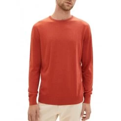 Pull Col Rond Tom Tailor En Coton Avec Manches Longues Brique Maille Piquée -Passons à la mode masculine ! 119667 156843vt pull col rond tom tailor en coton avec manches longues brique maille piquee 05 600x600