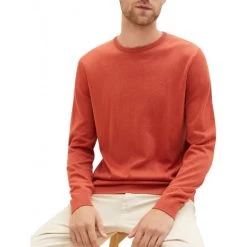 Pull Col Rond Tom Tailor En Coton Avec Manches Longues Brique Maille Piquée -Passons à la mode masculine ! 119667 156843vt pull col rond tom tailor en coton avec manches longues brique maille piquee 06 600x600