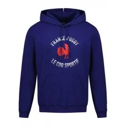 Le Coq Sportif Sweat Coq Sportif Coton Mélangé Avec Manches Longues Et Col à Capuche Bleu