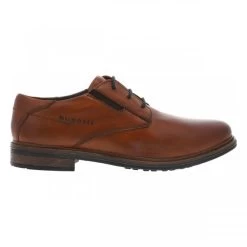 Derbies Bugatti En Cuir Cognac Et à Lacets Ronds