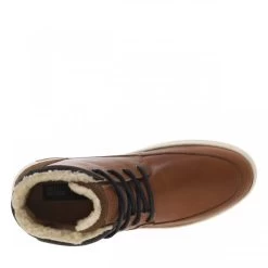 Bottines Bullboxer(H) En Cuir Marron à Semelle Plate Et à Lacets Ronds Bleus -Passons à la mode masculine ! 121426 20323ch bottines bullboxerh en cuir marron a semelle plate et a lacets ronds bleus 05 600x600