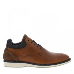 Derbies Bullboxer(H) En Cuir Marron à Talon Plat Et à Lacets Ronds Bleu Marine