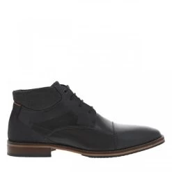 Bottines Bullboxer(H) En Cuir Bleues à Talon Décroché Bas Marron Et à Lacets