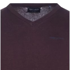 Pull Col V Teddy Smith En Coton Rouge Bordeaux -Passons à la mode masculine ! 121663vtah21 03 600x600