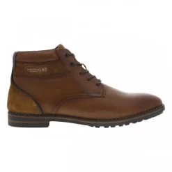 Bottines Redskins En Cuir Cognac à Talon Plat Avec Des Lacets Ronds Marron