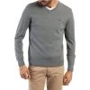 Pull Col V Mise Au Green En Coton Avec Manches Longues Gris -Passons à la mode masculine ! 122653 158398vt pull col v mise au green en coton avec manches longues gris 01 600x600
