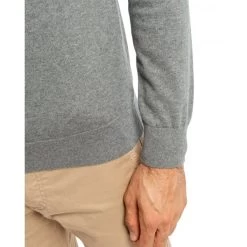 Pull Col V Mise Au Green En Coton Avec Manches Longues Gris -Passons à la mode masculine ! 122653 158398vt pull col v mise au green en coton avec manches longues gris 04 600x600