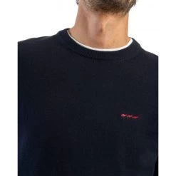 Pull Col Rond Mise Au Green En Coton Avec Manches Longues Bleu Marine -Passons à la mode masculine ! 122679 158372vt pull col rond mise au green en coton avec manches longues bleu marine 03 600x600