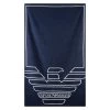 Serviette De Bain Emporio Armani En Coton Bleu Marine