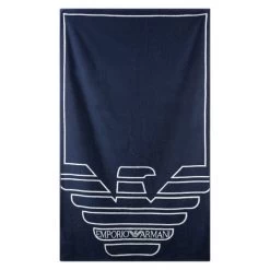 Serviette De Bain Emporio Armani En Coton Bleu Marine