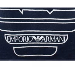 Serviette De Bain Emporio Armani En Coton Bleu Marine -Passons à la mode masculine ! 129759vtpe22 03 600x600