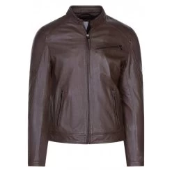 Blouson à Capuche Amovible Serge Pariente En Cuir Marron -Passons à la mode masculine ! 131189vtpe22 03 600x600