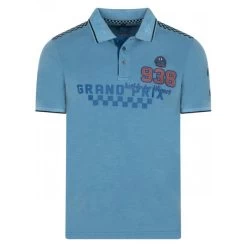 Polo En Maille Piquée Delahaye Bleu Avec Manches Courtes Et Col Boutonné