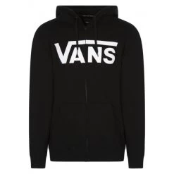 Sweat Vans Noir Coupe Droite Zippée Avec Manches Longues Et Col à Capuche