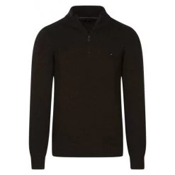 Pull Avec Manches Longues Et Col Montant Et Zippé Green Island Noir