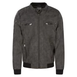 Blouson à Col Motard Avec 4 Poches Zippées Deeluxe Gris