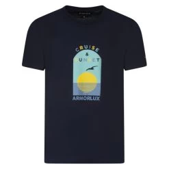 Armor-Lux T-shirt Col Rond Armor Lux En Coton Avec Manches Courtes Bleu Marine