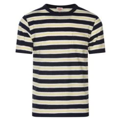 Armor-Lux T-shirt Avec Manches Courtes Et Col Rond Armor Lux Coton Mélangé écru Rayé