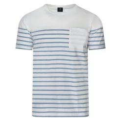 Armor-Lux T-shirt Col Rond Armor Lux En Coton Manches Courtes Blanc Rayé