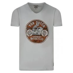 T-shirt Col V Von Dutch En Coton Avec Manches Courtes Blanc