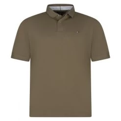 Polo Avec Manches Courtes Et Col Boutonné Tommy Hilfiger Big & Tall Coton Biologique Kaki Maille Piquée