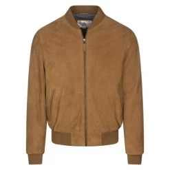 Bomber Avec Manches Longues Et Col Bomber Serge Pariente Cuir De Chèvre Marron Clair