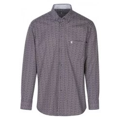 Chemise Droite Bande Originale En Coton Avec Manches Longues Et Col Américain Noire Fleurie -Passons à la mode masculine ! 149799vtpe23 01 600x600