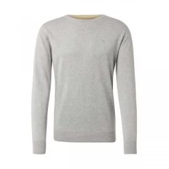 Pull En Coton Tom Tailor Avec Un Col Rond Gris Clair